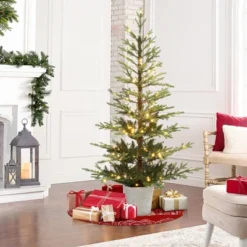 LuxenHome 5.5Ft Pre-Lit Artificial Fir Christmas Tree, Realistic Green Branches & Decorative Planter -LuxenHome GUEST d40dcc86 872d 488c ab0e b121b8ed78d2