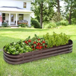 LuxenHome 5.5-Ft Oval Brown Metal Raised Garden Bed Planter -LuxenHome GUEST d4195d02 02d1 41ea a39c 57fea09c40d1