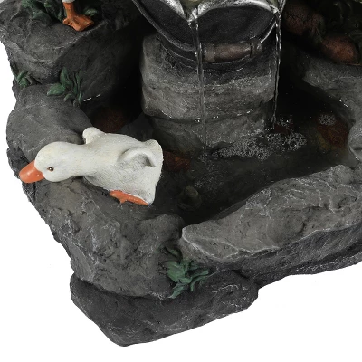 LuxenHome Resin Farmhouse Duck Family Outdoor Patio Fountain Water Fountain 4 LuxenHome Resin Farmhouse Duck Family Outdoor Patio Fountain Water Fountain - Image 4