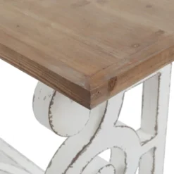 LuxenHome Vintage White And Natural Wood Console And Entry Table -LuxenHome GUEST d4a74da7 0cf0 44ca a4d4 c84ce920558e