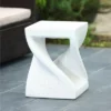 LuxenHome Speckled White MgO Square Twisted Side Table