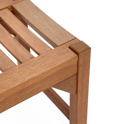 LuxenHome Natural Solid Wood 47.2-Inch Long Rectangle Sloping Seat Outdoor Bench 7 LuxenHome Natural Solid Wood 47.2-Inch Long Rectangle Sloping Seat Outdoor Bench - Image 7