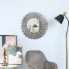 LuxenHome 22.44" Round Rustic Metal Windmill Wall Mirror