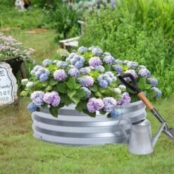LuxenHome 3ft Round Galvanized Metal Raised Garden Bed Planter -LuxenHome GUEST d67d21b8 7cf1 4eea b66f 390470190c8b