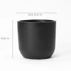 LuxenHome 14.6-Inch Round Smooth Finish Black MgO Planter -LuxenHome GUEST d7725b2b 5b9b 4061 ab27 39f80e2fe270