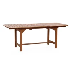 LuxenHome Natural Solid Wood 60"-78" Extending Rounded Rectangle Outdoor Dining Table Brown -LuxenHome GUEST d836489b 4f3c 43c3 b84a f64994db7aea