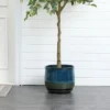 LuxenHome Blue And Green Ombre Round Decorative Ceramic Planter Pot