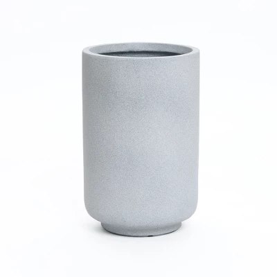 LuxenHome Concrete-Look Planter – Gray Round MgO Pot With Drainage Hole 8 LuxenHome Concrete-Look Planter – Gray Round MgO Pot With Drainage Hole - Image 8