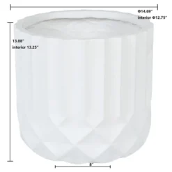 LuxenHome 14.7 In. Round Modern White MgO Planter 9 LuxenHome 14.7 In. Round Modern White MgO Planter -LuxenHome GUEST d90ce4f4 79f3 4d11 8648 468166a5b26e