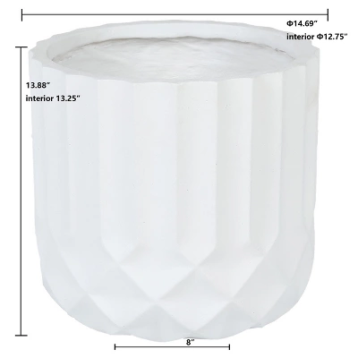 LuxenHome 14.7 In. Round Modern White MgO Planter 5 LuxenHome 14.7 In. Round Modern White MgO Planter - Image 5