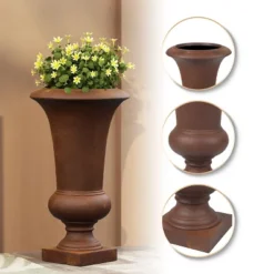 LuxenHome 22.75" H Slim MgO Urn Planter Black -LuxenHome GUEST d90f438c 03aa 46eb 94f0 40cf98233d6d
