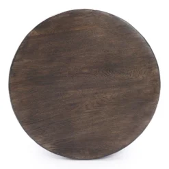 LuxenHome Gray And Brown MgO Round Side Table -LuxenHome GUEST da2c721d 7787 45b9 bac4 70c1eeaba45d