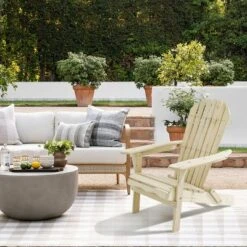 LuxenHome Unfinished Hemlock Wood Outdoor Adirondack Chair -LuxenHome GUEST da39d907 0cf3 4271 9f05 8dc1380072f2