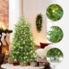 LuxenHome 6Ft Pre-Lit Green Full Artificial Cedar Christmas Tree With Metal Stand