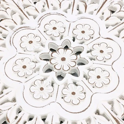 LuxenHome White Wood Flower 23.86" Round Wall Decor Home Decor Interior Design 8 LuxenHome White Wood Flower 23.86" Round Wall Decor Home Decor Interior Design - Image 8