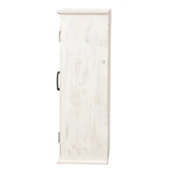 LuxenHome Farmhouse White And Natural MDF Wood Cathedral-Style 2-Door Wall Cabinet -LuxenHome GUEST dcbe577b 05c5 4c1d a5ab d741e2bdac56