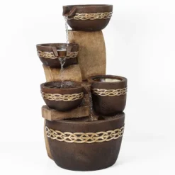 LuxenHome Brown Resin Tiered Bowls And Pot Outdoor Fountain 9 LuxenHome Brown Resin Tiered Bowls And Pot Outdoor Fountain -LuxenHome GUEST dcdaed7a 964c 4fb7 8ace 2475efda8775