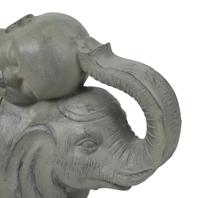 LuxenHome 14.5" Gray MgO Buddha Monk And Elephant Garden Statue 6 LuxenHome 14.5" Gray MgO Buddha Monk And Elephant Garden Statue - Image 6