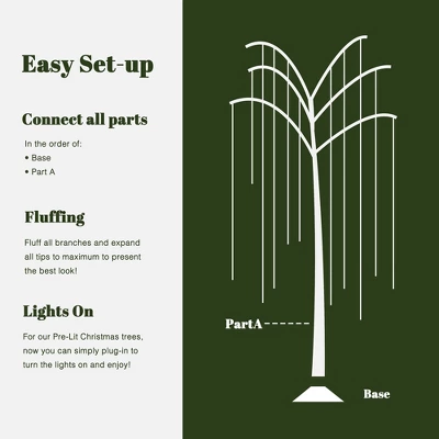 LuxenHome 6Ft White Willow Artificial Tree With 10 Pre-Lit Branches Multicolored 7 LuxenHome 6Ft White Willow Artificial Tree With 10 Pre-Lit Branches Multicolored - Image 7