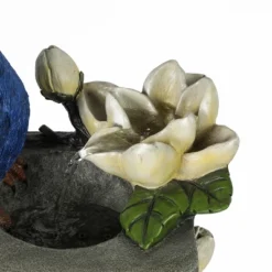 LuxenHome Resin Blue And Green Peacock Outdoor Fountain Garden Fountain With LED Light -LuxenHome GUEST de2160fd b609 4d75 ba2b ba454dcc7c96