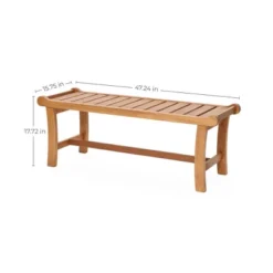 LuxenHome Natural Solid Wood 47.2-Inch Long Rectangle Outdoor Bench -LuxenHome GUEST dea57911 d071 42ad 9081 fc9fe16cd118
