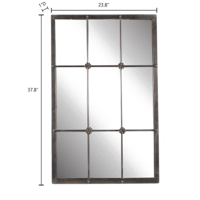 LuxenHome Rustic Brown Metal Frame Windowpane Accent Wall Mirror 3 LuxenHome Rustic Brown Metal Frame Windowpane Accent Wall Mirror - Image 3