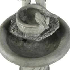 LuxenHome Gray Resin Cherub Birdbath Outdoor Fountain 13 LuxenHome Gray Resin Cherub Birdbath Outdoor Fountain -LuxenHome GUEST dff3db5c ef08 4337 8619 b3c29477289b