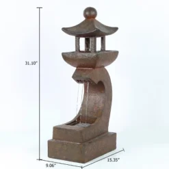LuxenHome Resin Japanese Pagoda Fountain With LED Light 13 LuxenHome Resin Japanese Pagoda Fountain With LED Light -LuxenHome GUEST e07f5a10 2180 46f1 ab6b 9717f677352d