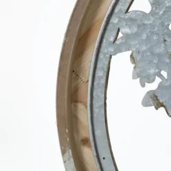 LuxenHome Metal Tree Of Life With Roots Wall Decor With Round Wood Frame -LuxenHome GUEST e1a5ccf4 274b 42c6 88be 6b1799cf1a75