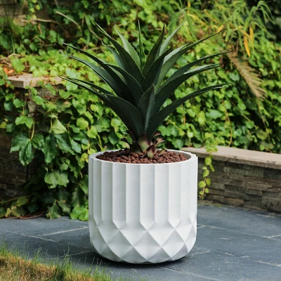 LuxenHome 14.7 In. Round Modern White MgO Planter 2 LuxenHome 14.7 In. Round Modern White MgO Planter - Image 2
