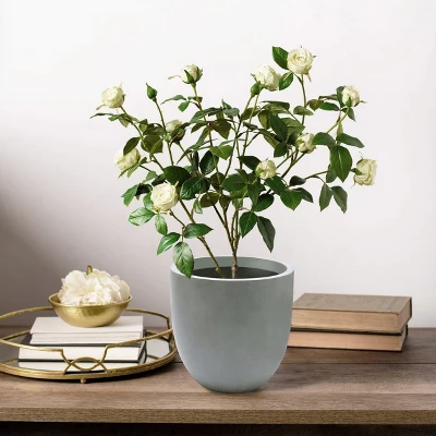 LuxenHome Round Tapered 9.2" H House Planter, Indoor/Outdoor Black 4 LuxenHome Round Tapered 9.2" H House Planter, Indoor/Outdoor Black - Image 4