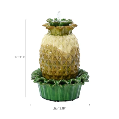 LuxenHome 17" Tabletop Ceramic Water Fountain, Pineapple Indoor And Outdoor Waterfall Fountains For Patio, Garden Decor Yellow 4 LuxenHome 17" Tabletop Ceramic Water Fountain, Pineapple Indoor And Outdoor Waterfall Fountains For Patio, Garden Decor Yellow - Image 4