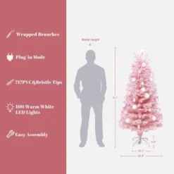 LuxenHome 6Ft Pink Cherry Blossom Christmas Tree With Fiber Optic Lights & Snowman Star Topper -LuxenHome GUEST e24b3d32 781f 4364 9f36 d80bd6c00329