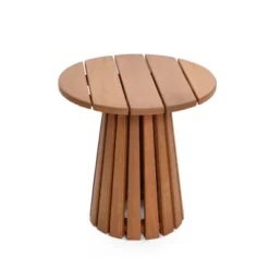 LuxenHome Outdoor Side Table, 17'' Natural Solid Wood Round Accent End Table, Modern Coffee Porch Tables For Indoor Outdoor, Plant Stand Brown -LuxenHome GUEST e3297b3e bf56 4d5d 94f5 4e0122f03462