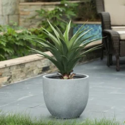 LuxenHome Round Tapered 12.2" H Flower Pot Planter Gray 11 LuxenHome Round Tapered 12.2" H Flower Pot Planter Gray -LuxenHome GUEST e34941f2 aea9 4b3d 83ea 56031091573d