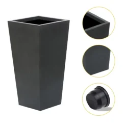 LuxenHome Square Tapered 24.2" Tall Planter Black 22 LuxenHome Square Tapered 24.2" Tall Planter Black -LuxenHome GUEST e381e089 d282 4d84 84ad c788c63e596e