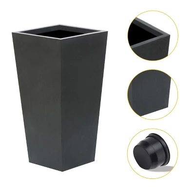LuxenHome Square Tapered 24.2" Tall Planter Black 8 LuxenHome Square Tapered 24.2" Tall Planter Black - Image 8