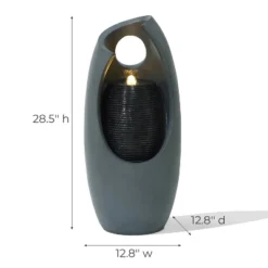 LuxenHome 28.5" Gray Resin Curve Column Sculpture Outdoor Water Fountain With Lights, Garden Waterfall Fountains Indoor And Outdoor Use 14 LuxenHome 28.5" Gray Resin Curve Column Sculpture Outdoor Water Fountain With Lights, Garden Waterfall Fountains Indoor And Outdoor Use -LuxenHome GUEST e3b67a70 b261 458a ac4f 03c7fb5830c5