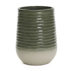 LuxenHome Decorative Resin Planter – Emerald Ribbed Top And Ivory Base With Drainage Hole 16 LuxenHome Decorative Resin Planter – Emerald Ribbed Top And Ivory Base With Drainage Hole -LuxenHome GUEST e3c2332c 3518 4ca2 bb55 71f21e888e73