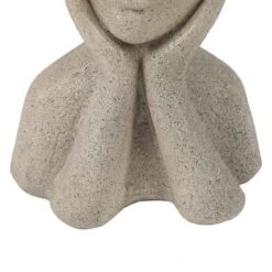 LuxenHome Speckled Beige MgO Happy Bust Head Planter -LuxenHome GUEST e3f7f901 da52 4926 8d63 6ca6e661f0eb