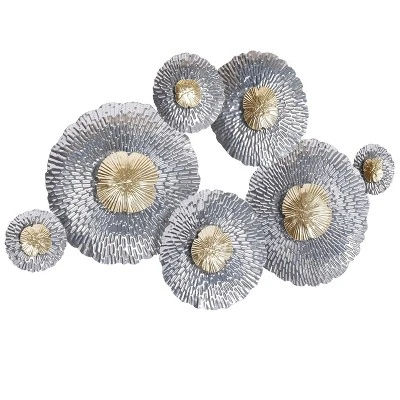 LuxenHome Silver And Gold Flowers Metal Wall Decor 7 LuxenHome Silver And Gold Flowers Metal Wall Decor - Image 7