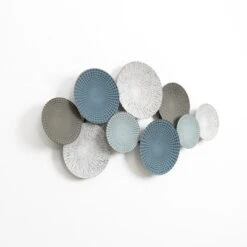 LuxenHome 47-Inch Large Metal Wall Decor Abstract Metal Wall Art Hanging Sculptures Multi-Color Ripple Plates Artwork Accent Decorations Multicolored -LuxenHome GUEST e5ddc86e 0fce 4f02 88df b1ce8e498058