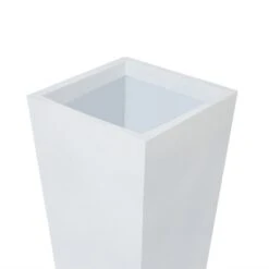 LuxenHome Square Tapered 18.5" H House Planters, Indoor & Outdoor White -LuxenHome GUEST e6d1978e f32f 46c5 8020 e9f0b1443c94