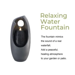 LuxenHome 28.5" Gray Resin Curve Column Sculpture Outdoor Water Fountain With Lights, Garden Waterfall Fountains Indoor And Outdoor Use 12 LuxenHome 28.5" Gray Resin Curve Column Sculpture Outdoor Water Fountain With Lights, Garden Waterfall Fountains Indoor And Outdoor Use -LuxenHome GUEST e76eba6c 9f71 4754 b933 d089ee0738c6