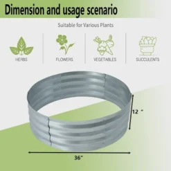LuxenHome 3ft Round Galvanized Metal Raised Garden Bed Planter -LuxenHome GUEST e842bf0a ed38 43a3 8b97 b6b2f347e2b4