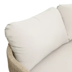 LuxenHome Outdoor Acacia Wood With Rope Sides Club Loveseat With Cushions And Coffee Table -LuxenHome GUEST e87ef750 25e0 4a48 88c3 9808531459a0