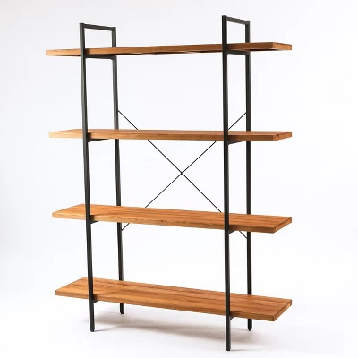 LuxenHome 4-Shelf 66.5" H X 51.2" W Pine Wood Metal Frame Etagere Bookcase. 4 LuxenHome 4-Shelf 66.5" H X 51.2" W Pine Wood Metal Frame Etagere Bookcase. - Image 4