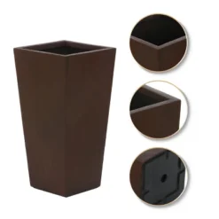 LuxenHome Square Tapered 24.2" Tall Planter Black 21 LuxenHome Square Tapered 24.2" Tall Planter Black -LuxenHome GUEST e8ba11c8 8a26 46fc 80a6 132ffc357f37