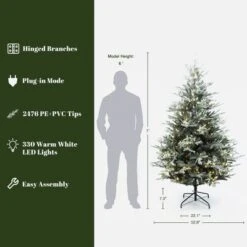 LuxenHome 7Ft Pre-Lit Green Artificial Fir Christmas Tree With Mistletoe Decorations And Metal Stand 12 LuxenHome 7Ft Pre-Lit Green Artificial Fir Christmas Tree With Mistletoe Decorations And Metal Stand -LuxenHome GUEST e8c03a0c a364 41a5 9680 27a8c05f3175