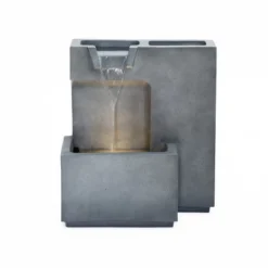 LuxenHome 20" Cascading Rectangle Water Fountain Outdoor With Planter And LED Lights, Resin Garden Garden Waterfall For Patio, Yard Gray 11 LuxenHome 20" Cascading Rectangle Water Fountain Outdoor With Planter And LED Lights, Resin Garden Garden Waterfall For Patio, Yard Gray -LuxenHome GUEST e8fadb8f 60fc 461e a4d6 a7251e332e05